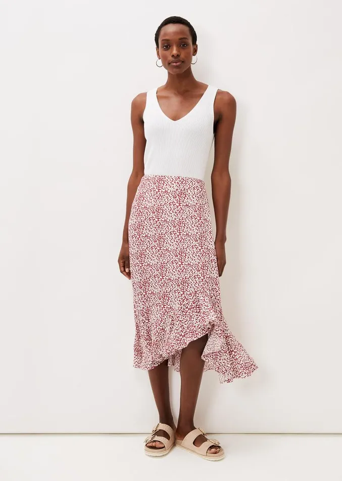 Lara Print Frill Hem Skirt Rustivory Women Phase Eight Skirts