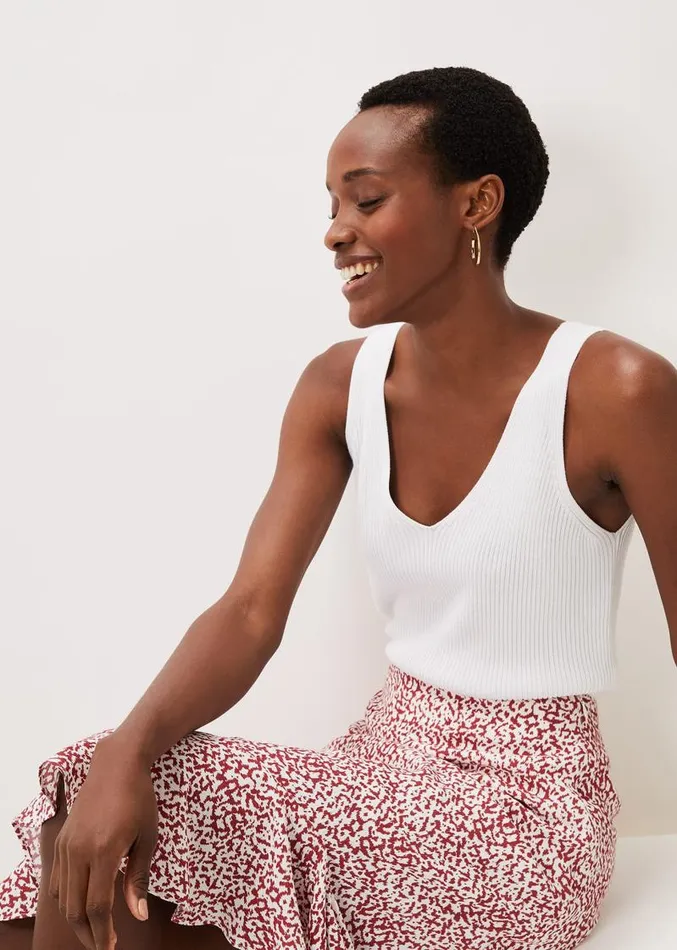 Lara Print Frill Hem Skirt Rustivory Women Phase Eight Skirts