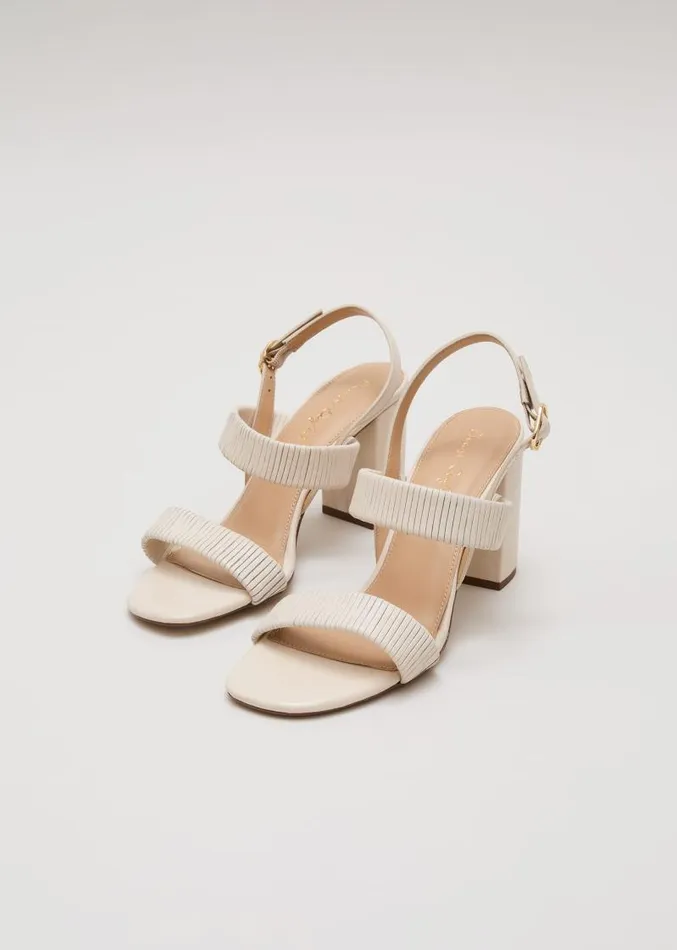 Leather Double Strap Block Heel Sandal Ivory Women Phase Eight Sandals