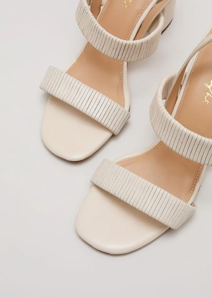 Leather Double Strap Block Heel Sandal Ivory Women Phase Eight Sandals