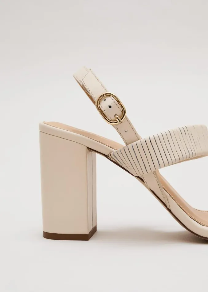 Leather Double Strap Block Heel Sandal Ivory Women Phase Eight Sandals