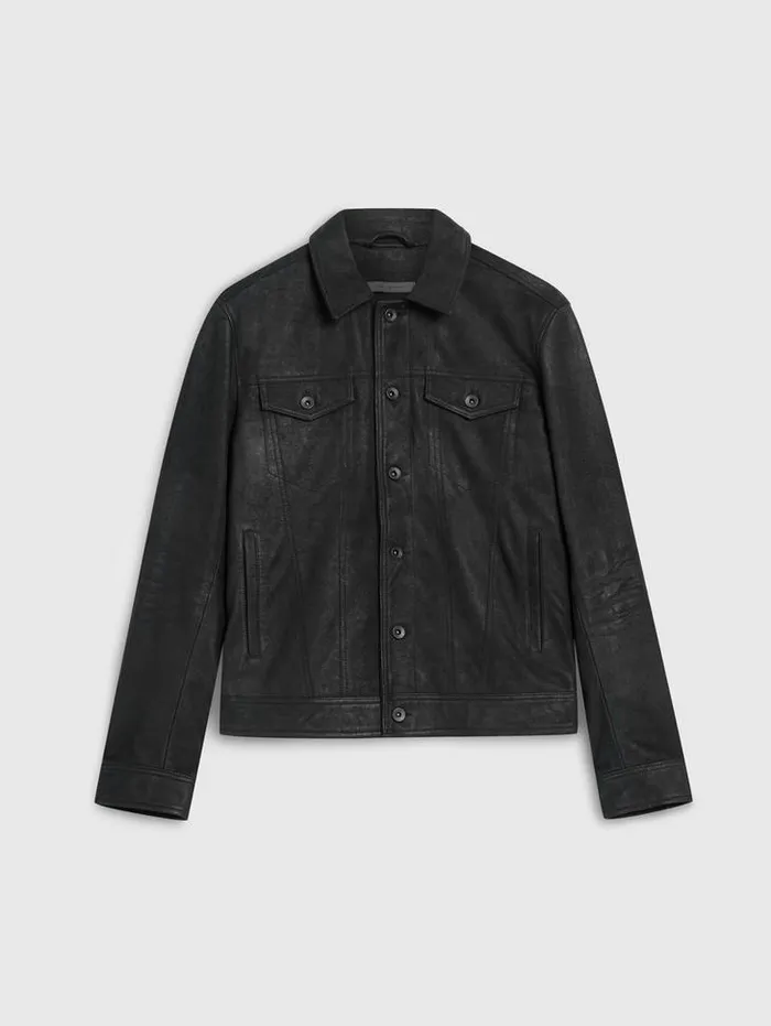 Leather Jackets Men John Varvatos ANDREW TRUCKER Black