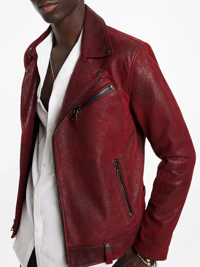 Leather Jackets Men John Varvatos CHELSEA BIKER Garnet