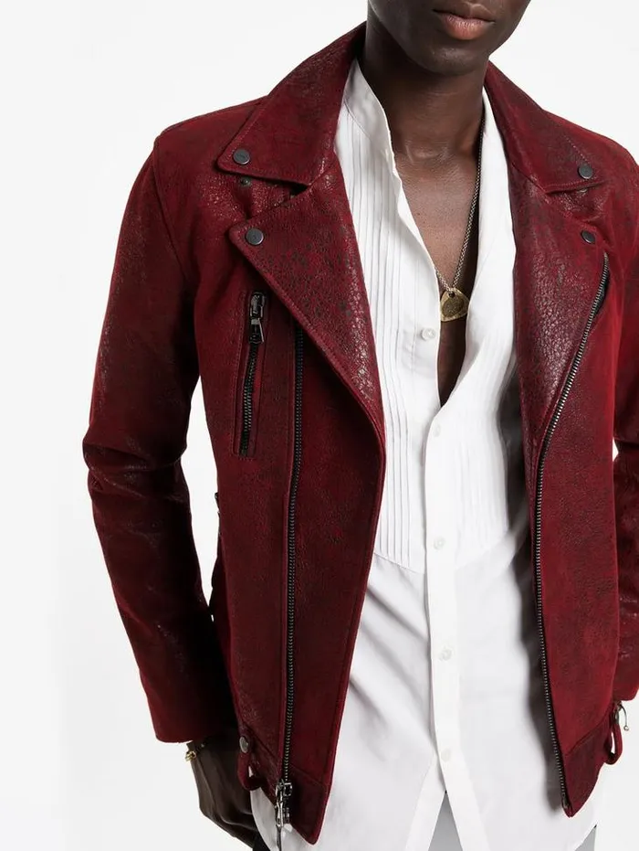Leather Jackets Men John Varvatos CHELSEA BIKER Garnet