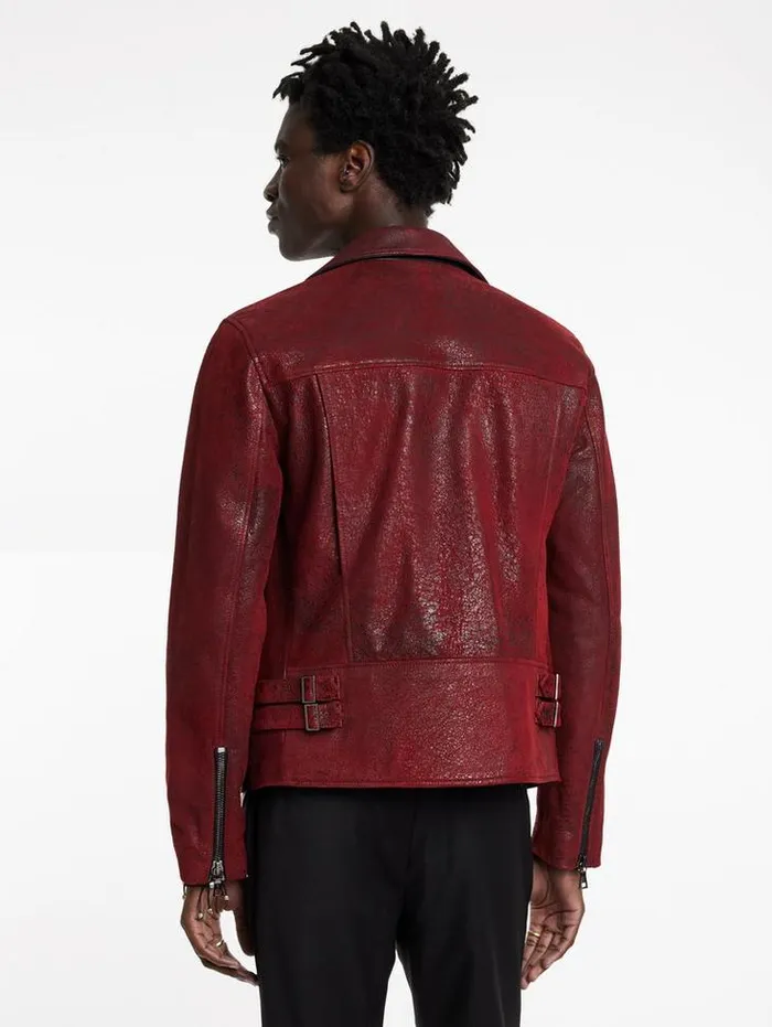 Leather Jackets Men John Varvatos CHELSEA BIKER Garnet
