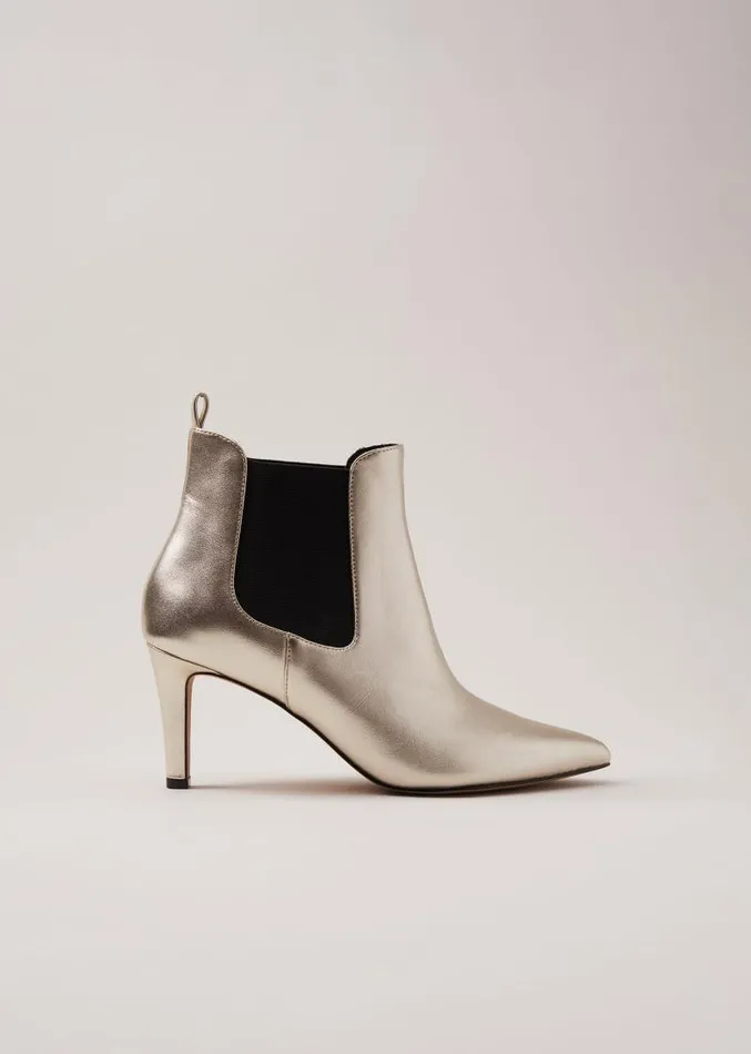Leather Metallic Ankle Boots Gold Women Phase Eight Boots