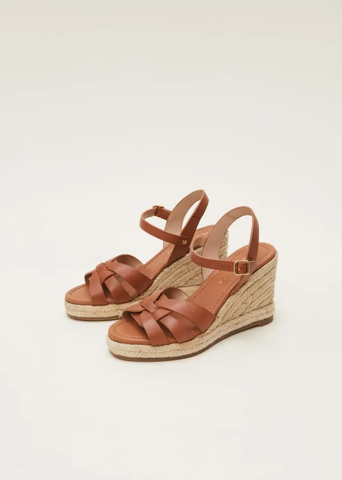 Leather Multi Strap Wedge Espadrille Tan Women Phase Eight Sandals
