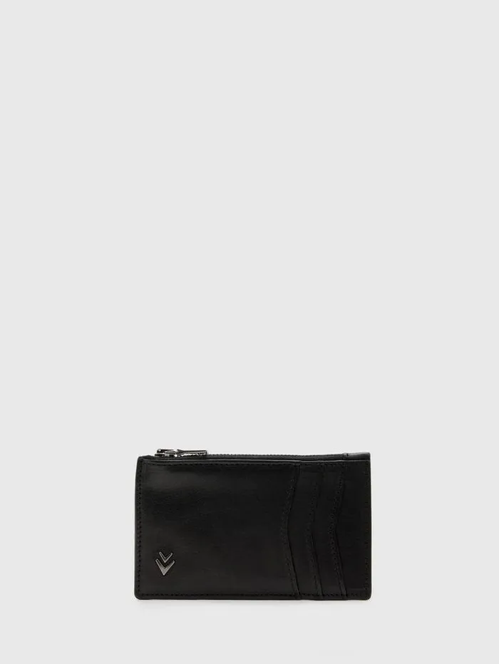 Leather Wallets Men John Varvatos LONG ZIP CARD CASE Black