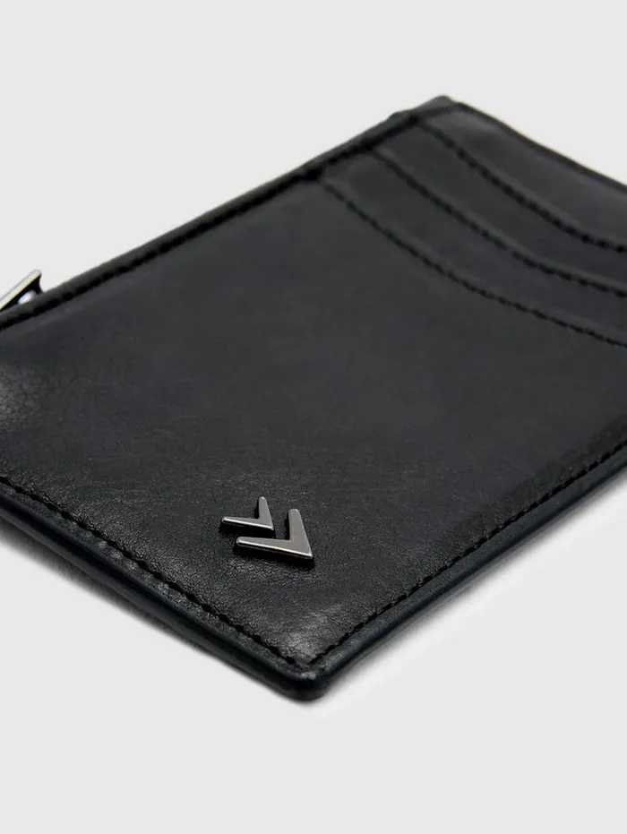 Leather Wallets Men John Varvatos LONG ZIP CARD CASE Black