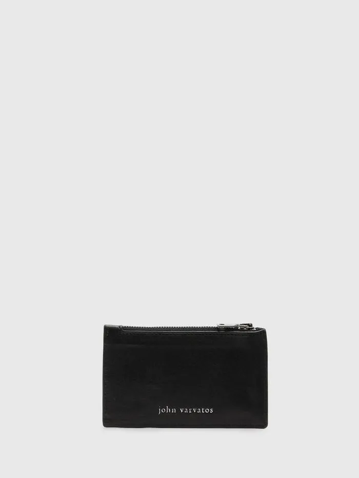 Leather Wallets Men John Varvatos LONG ZIP CARD CASE Black