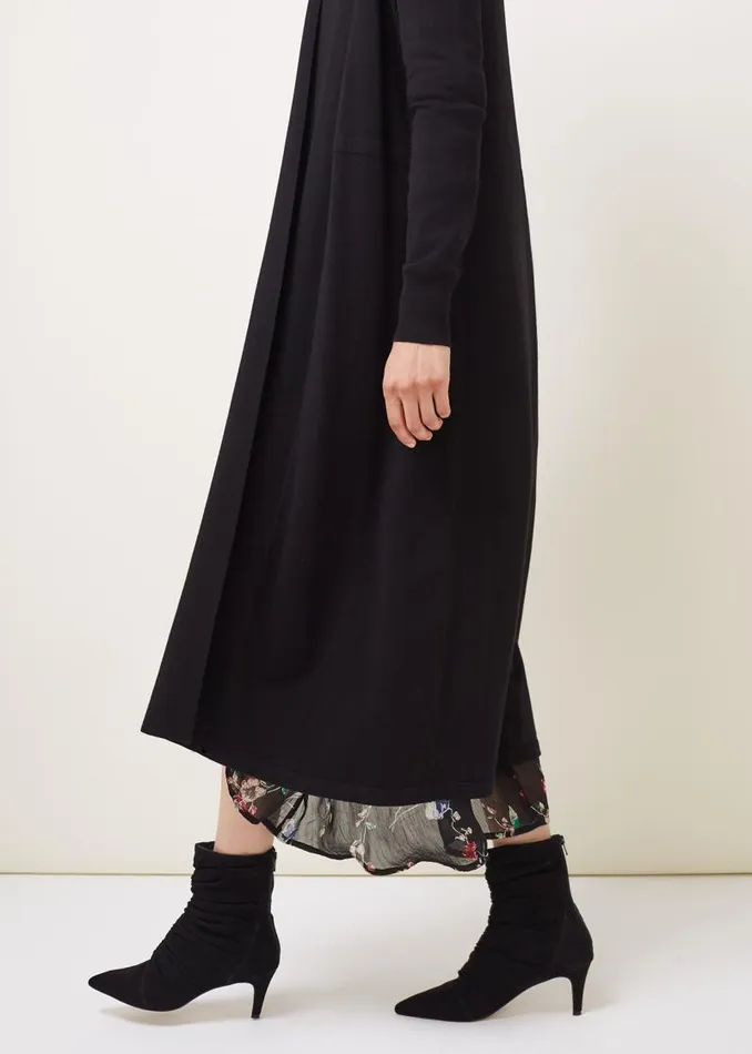 Lili Fine Knit Maxi Cardigan Black Women Phase Eight Knitwear