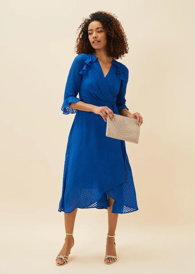 Lilibeth Wrap Midi Dress Capri Blue Women Phase Eight Dresses