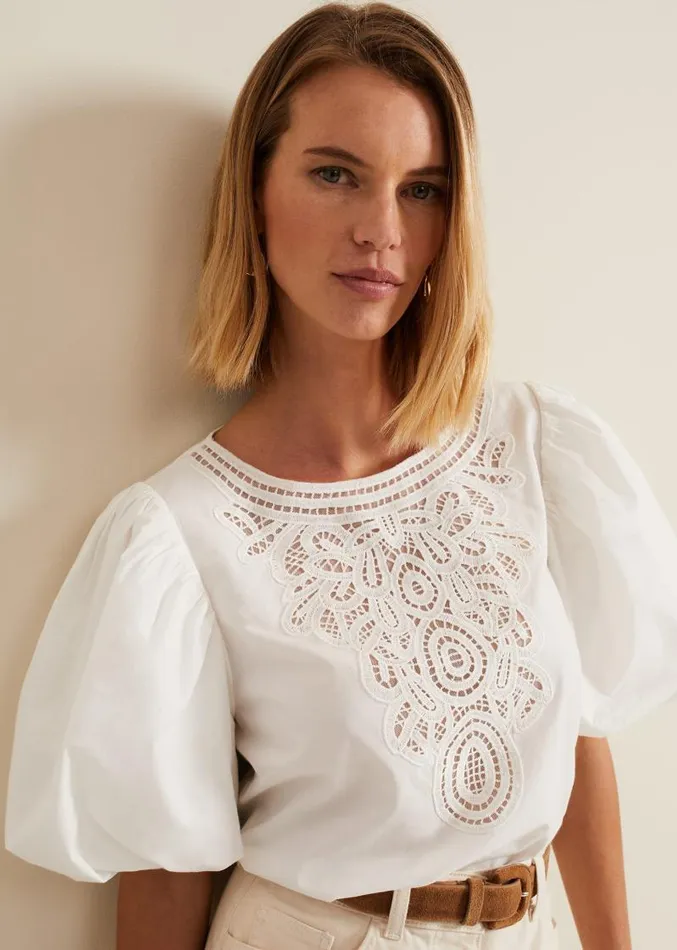 Lillianna Lace Front Blouse White Women Phase Eight Shirts and Blouses