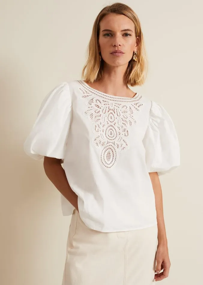 Lillianna Lace Front Blouse White Women Phase Eight Shirts and Blouses