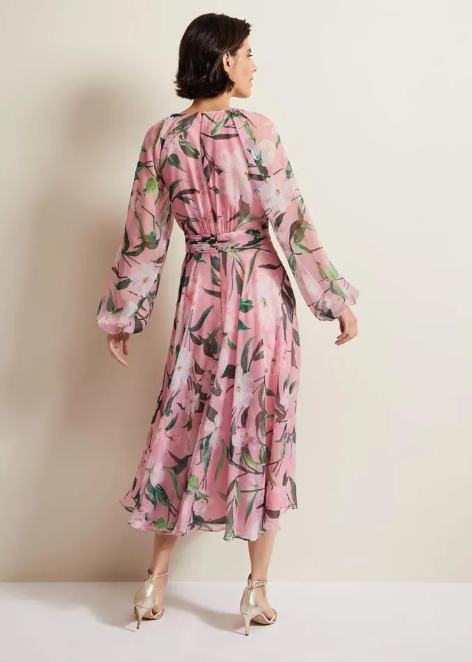 Lina Printed Long Sleeve Midi Dress Multicoloured Women Phase Eight Dresses