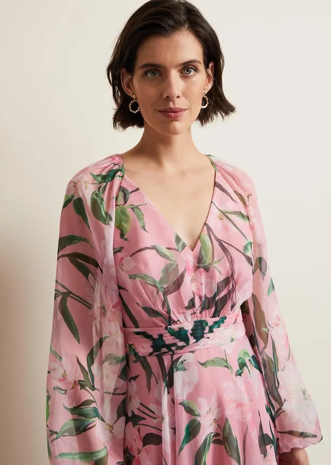 Lina Printed Long Sleeve Midi Dress Multicoloured Women Phase Eight Dresses