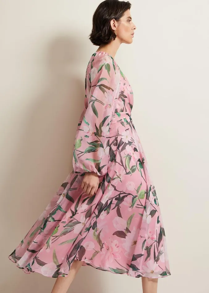 Lina Printed Long Sleeve Midi Dress Multicoloured Women Phase Eight Dresses