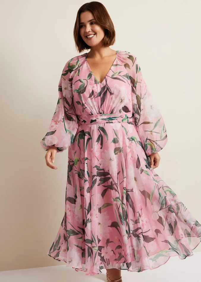 Lina Printed Long Sleeve Midi Dress Multicoloured Women Phase Eight Dresses