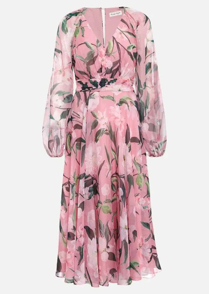 Lina Printed Long Sleeve Midi Dress Multicoloured Women Phase Eight Dresses