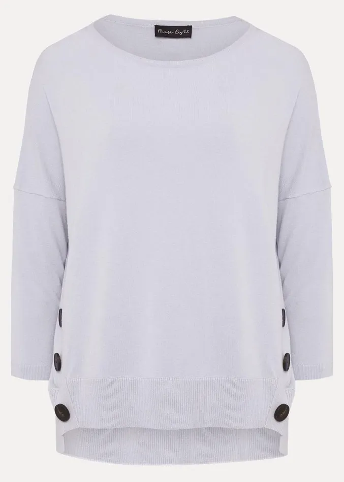 Linda Button Trim Knit Pale Blue Women Phase Eight Knitwear
