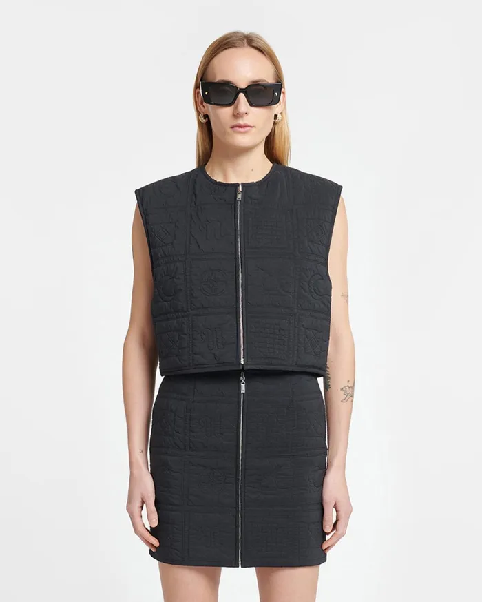 Lise Quilted Tech Poplin Vest Black Women Nanushka Tops