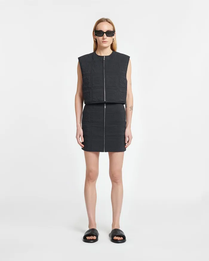 Lise Quilted Tech Poplin Vest Black Women Nanushka Tops