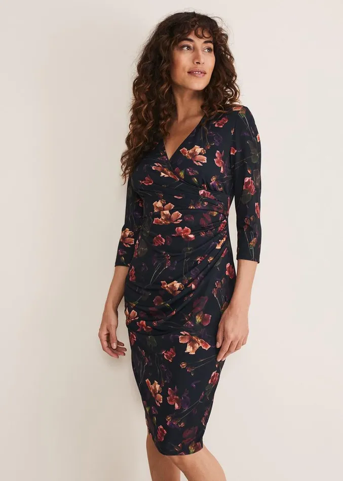 Lottia Print Dress Navymulti Women Phase Eight Dresses