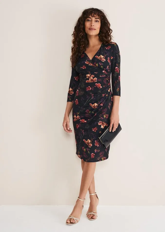 Lottia Print Dress Navymulti Women Phase Eight Dresses