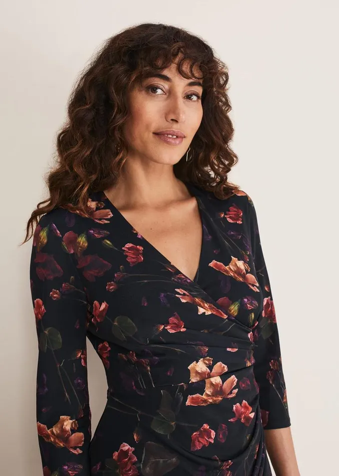 Lottia Print Dress Navymulti Women Phase Eight Dresses