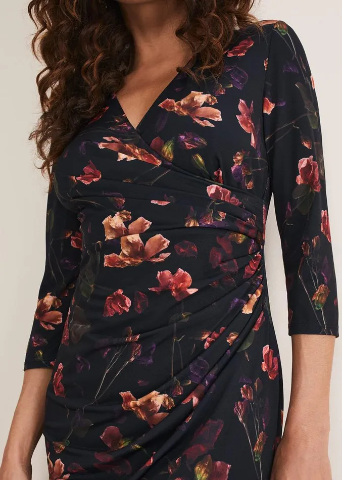 Lottia Print Dress Navymulti Women Phase Eight Dresses