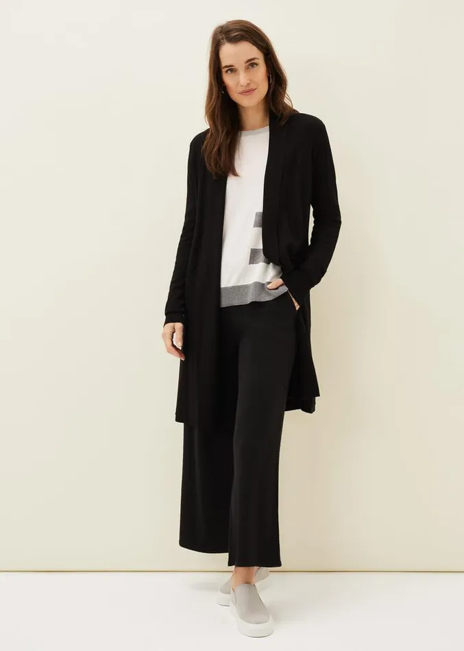 Louise Longline Cardigan Black Women Phase Eight Knitwear