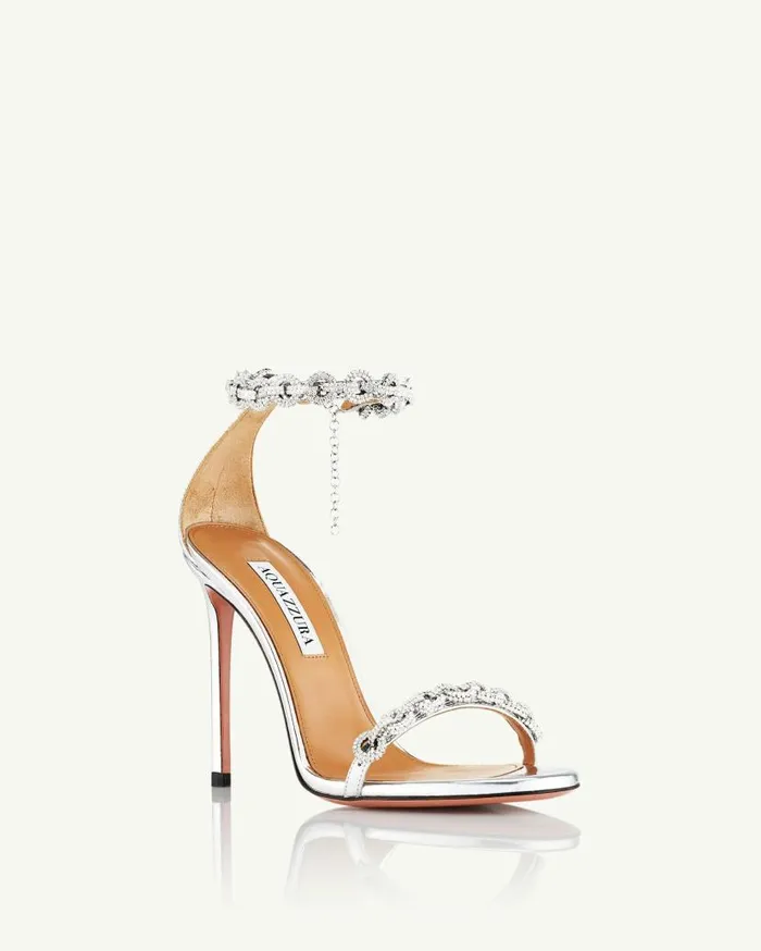 Love Link Sandal 105 Silver Women Aquazzura Bridal