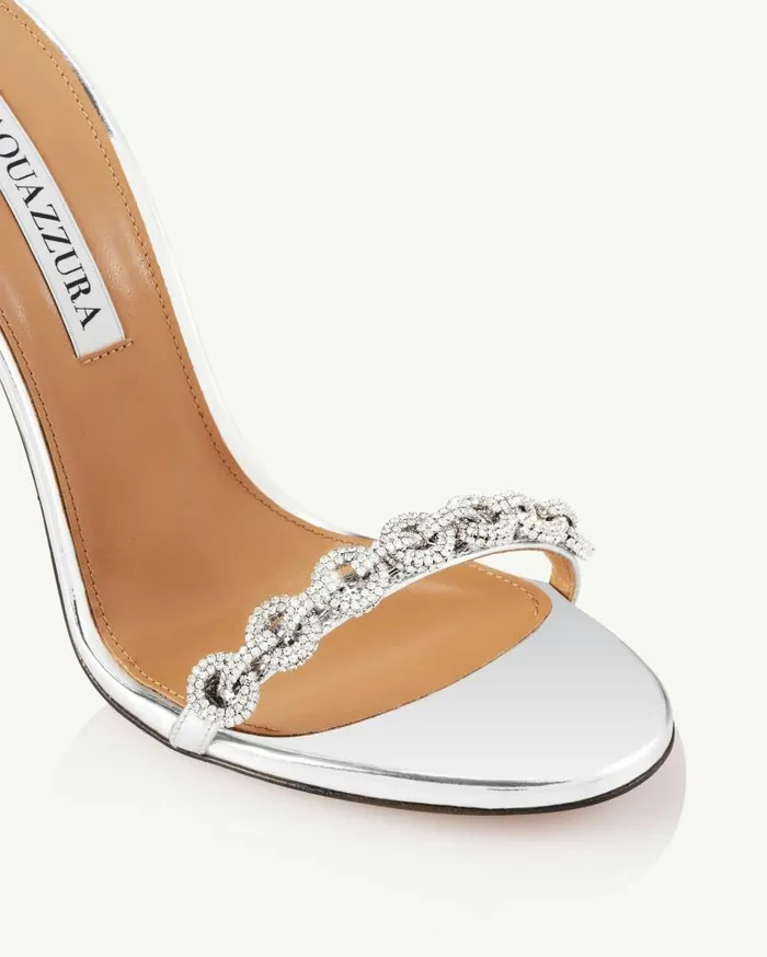 Love Link Sandal 105 Silver Women Aquazzura Bridal Love Link Sandal 105 Silver Women Aquazzura Bridal