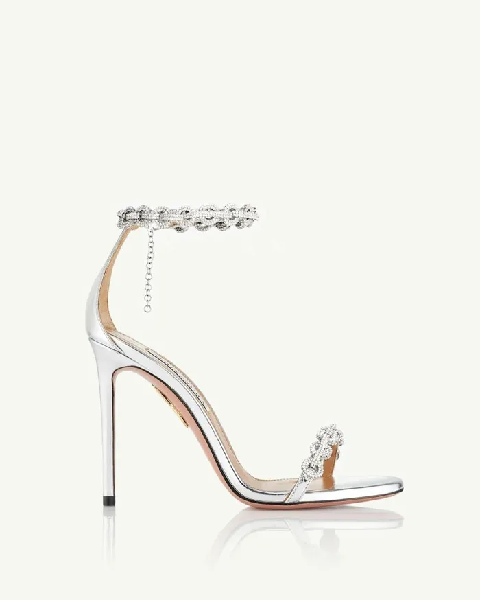 Love Link Sandal 105 Silver Women Aquazzura Bridal Love Link Sandal 105 Silver Women Aquazzura Bridal