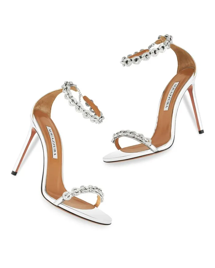 Love Link Sandal 105 Silver Women Aquazzura Bridal Love Link Sandal 105 Silver Women Aquazzura Bridal