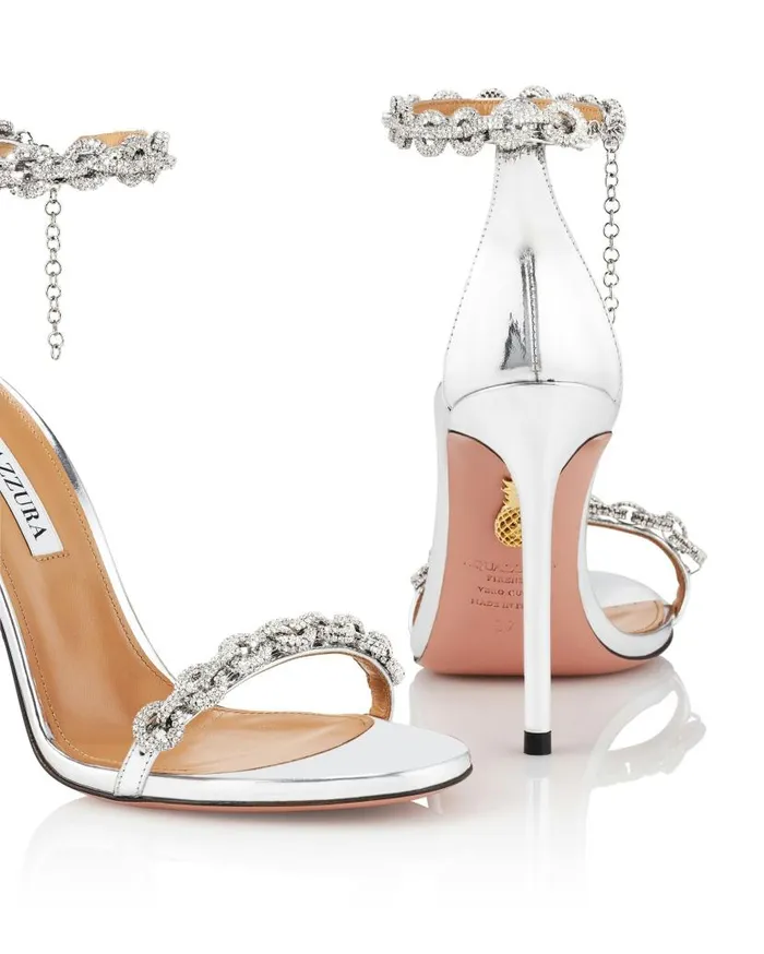 Love Link Sandal 105 Silver Women Aquazzura Bridal Love Link Sandal 105 Silver Women Aquazzura Bridal
