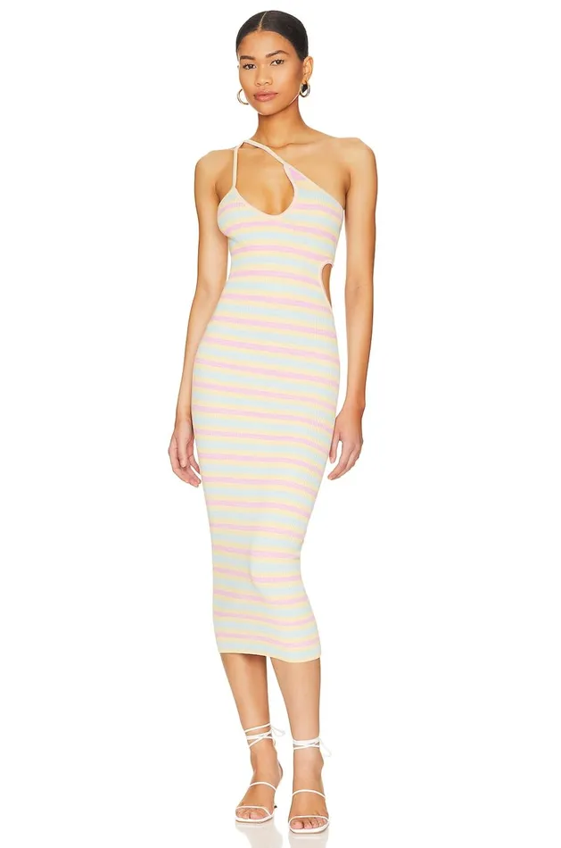 Lovers and Friends Dresses Women Nadira Cut Out Midi Knit Dress Pastel Stripe