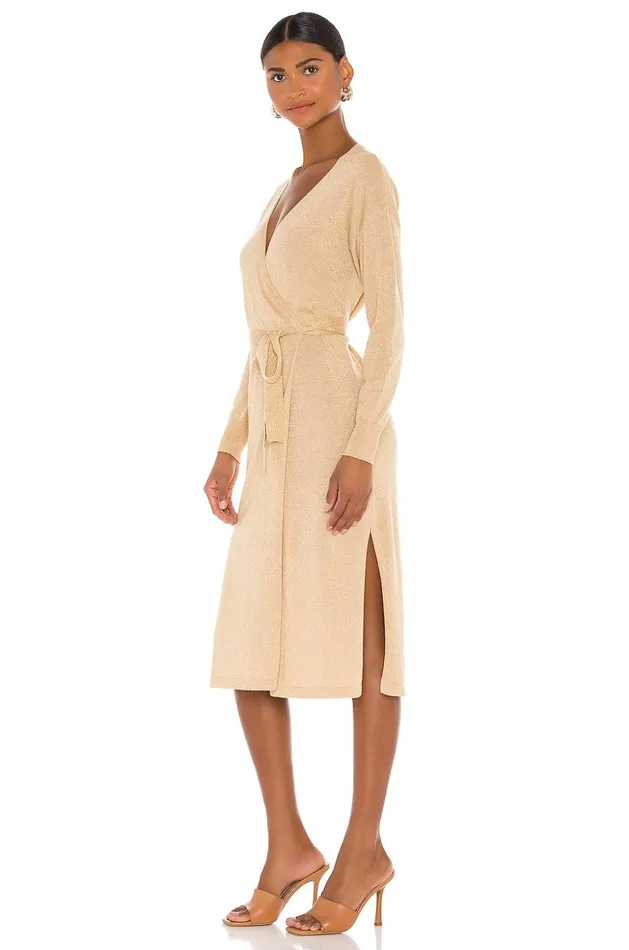 Lovers and Friends Sweaters and Knits Women Azita Wrap Dress Gold Lovers and Friends Sweaters and Knits Women Azita Wrap Dress Gold