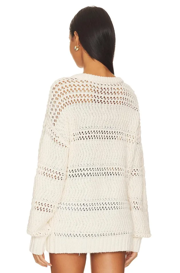 Lovers and Friends Sweaters and Knits Women Mara Henley Open Stitch Sweater Ivory Lovers and Friends Sweaters and Knits Women Mara Henley Open Stitch Sweater Ivory
