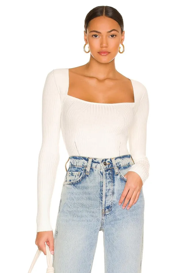 Lovers and Friends Sweaters and Knits Women Tie Back Fitted Rib Sweater White