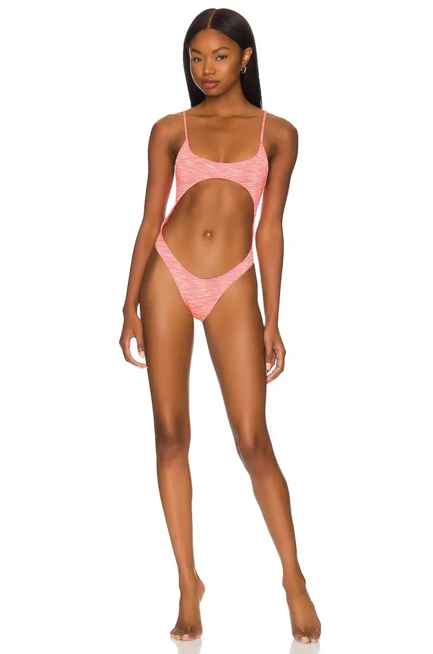 Lovers and Friends Swimsuits and CoverUps Women Hideaway One Piece Hot Pink Space Dye