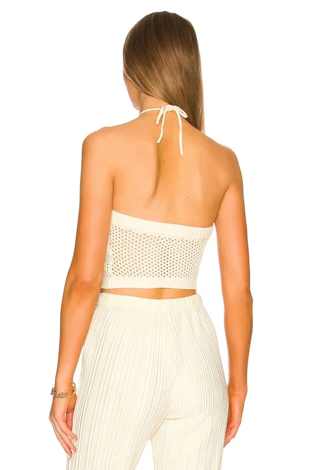 Lovers and Friends Tops Women Astoria Crochet Halter Top Ivory Lovers and Friends Tops Women Astoria Crochet Halter Top Ivory