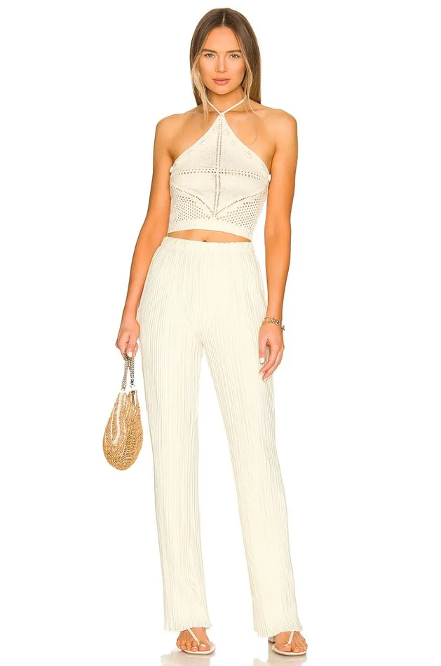 Lovers and Friends Tops Women Astoria Crochet Halter Top Ivory Lovers and Friends Tops Women Astoria Crochet Halter Top Ivory