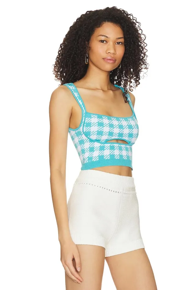 Lovers and Friends Tops Women Maeva Crop Top Turquoise and White Lovers and Friends Tops Women Maeva Crop Top Turquoise and White