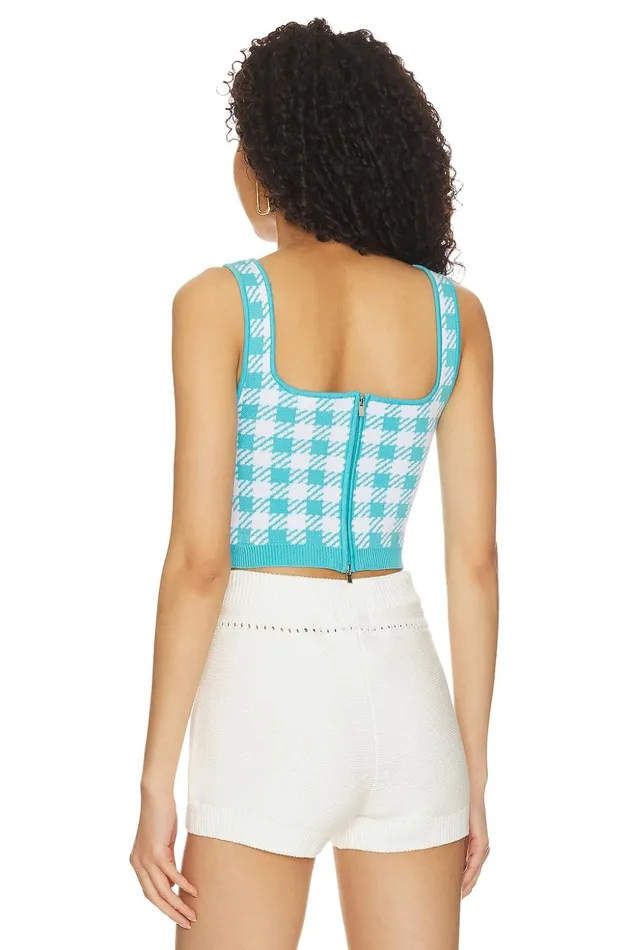 Lovers and Friends Tops Women Maeva Crop Top Turquoise and White Lovers and Friends Tops Women Maeva Crop Top Turquoise and White