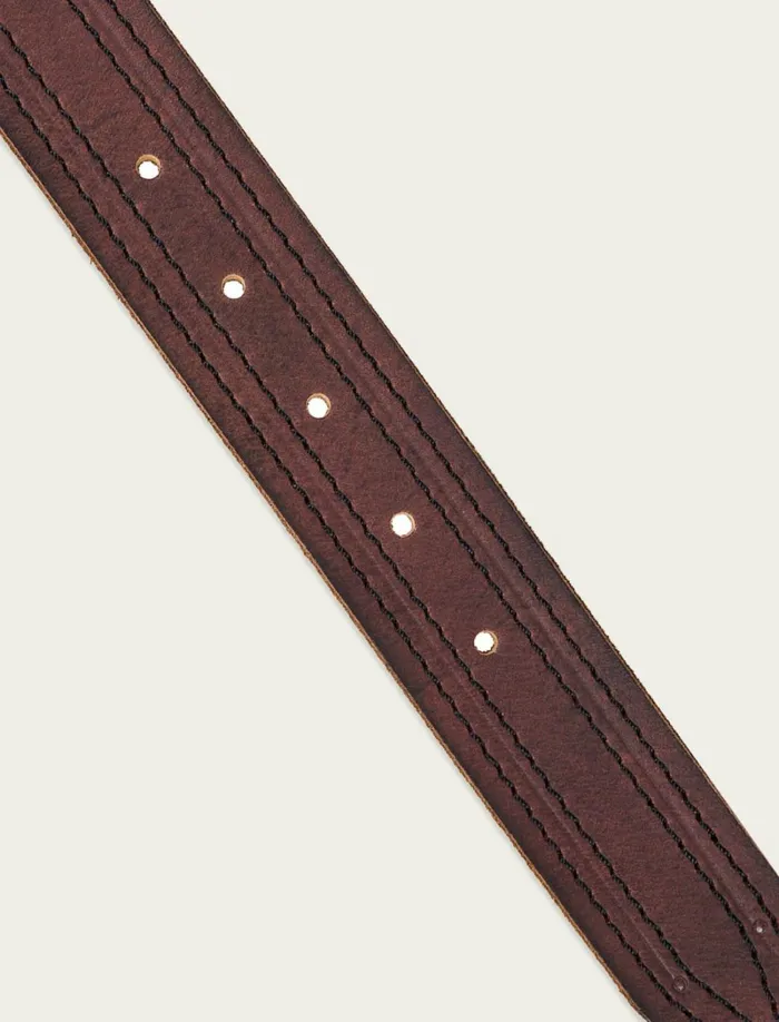 Lucky Brand Belts Men Antiqued Leather Belt With Darker Stitching Detail Dark Brown