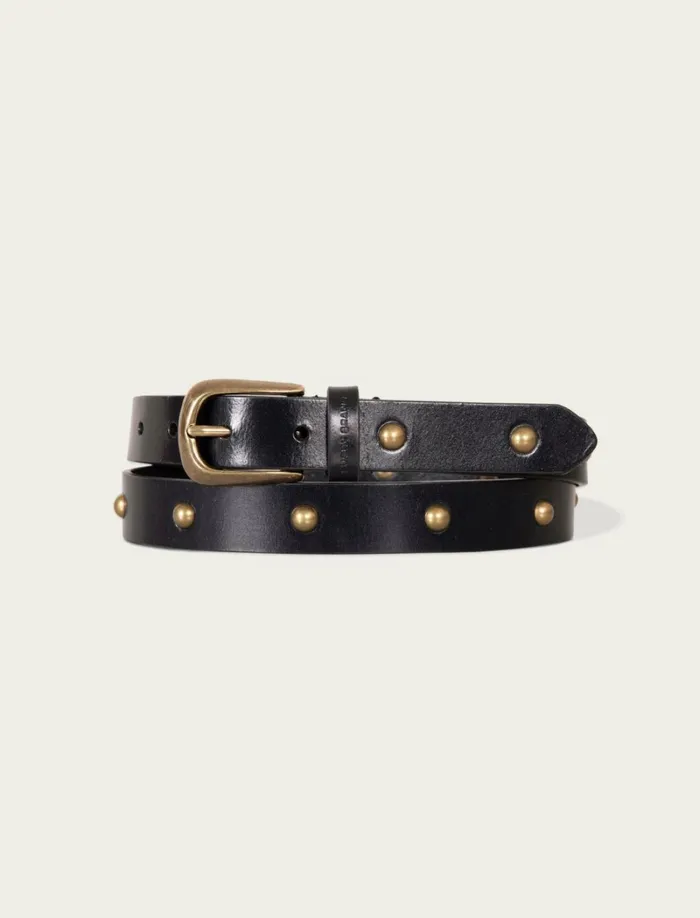 Lucky Brand Belts Women Dome Studded Leather Belt Black