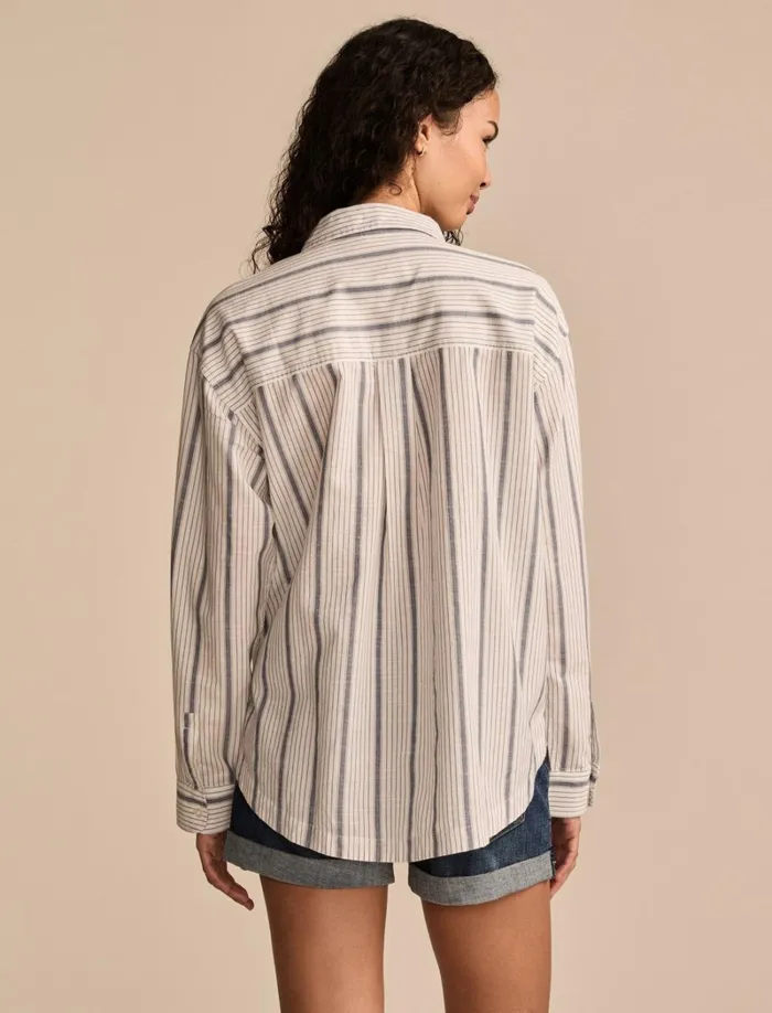 Lucky Brand Blouses Women Pintuck Buttondown Blue Stripe