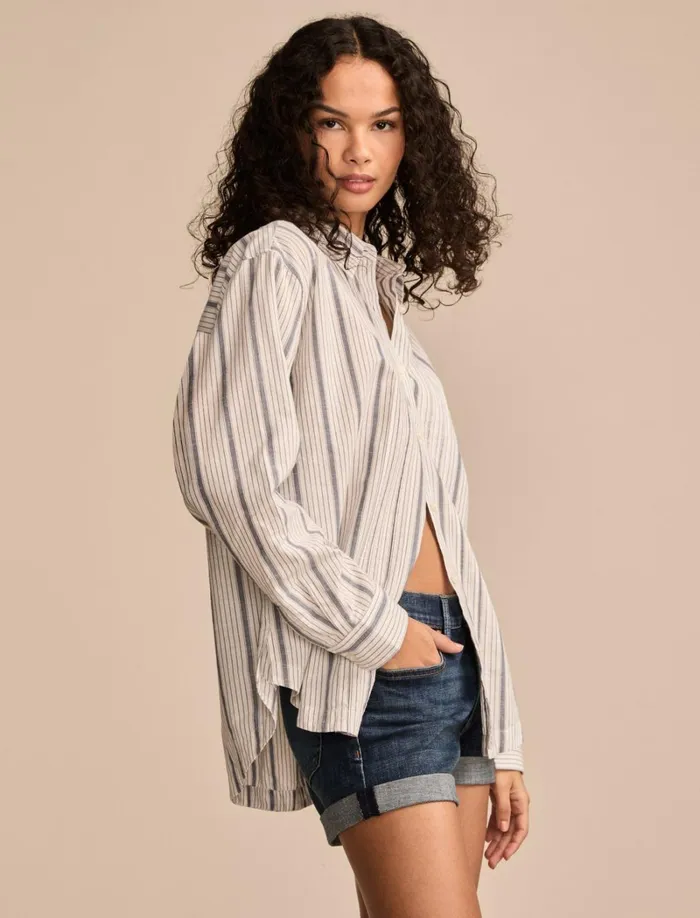 Lucky Brand Blouses Women Pintuck Buttondown Blue Stripe