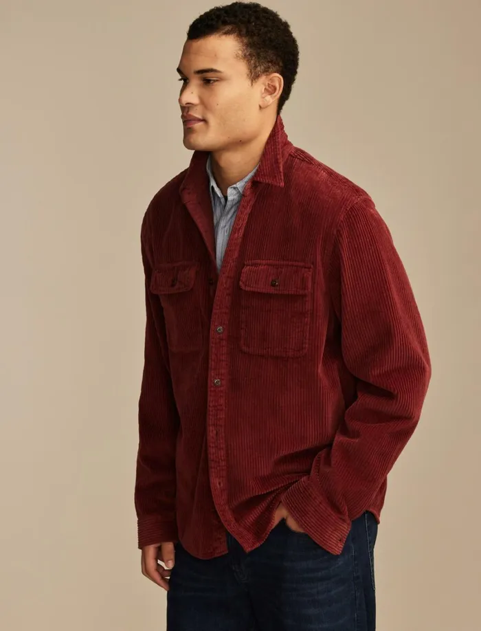 Lucky Brand ButtonDowns Men Big Cord Long Sleeve Utility Shirt Port